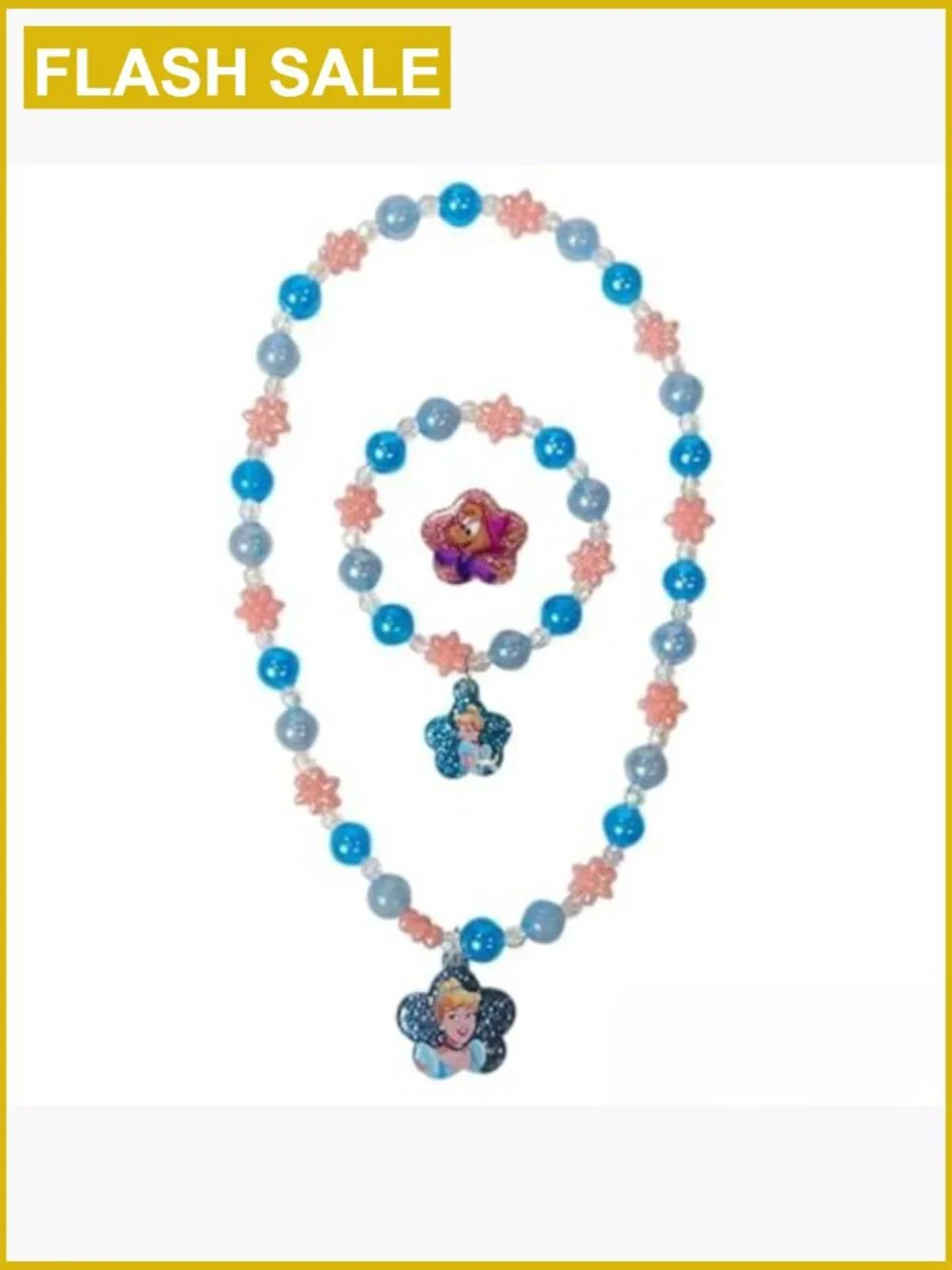 Disney Princess Jewelry Set - Necklace, Bracelet, Ring - Dress Up Toy for Kids